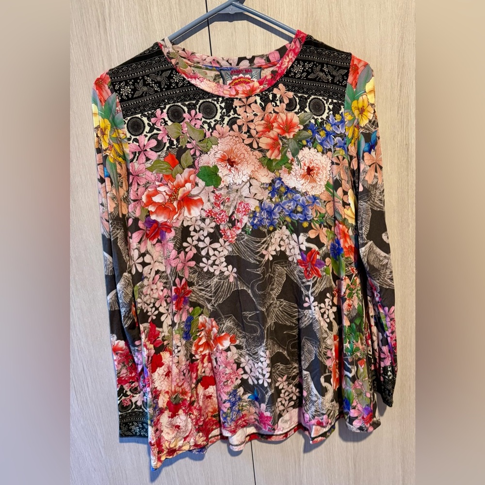 Johnny Was Multicolor Floral Embroidered Top